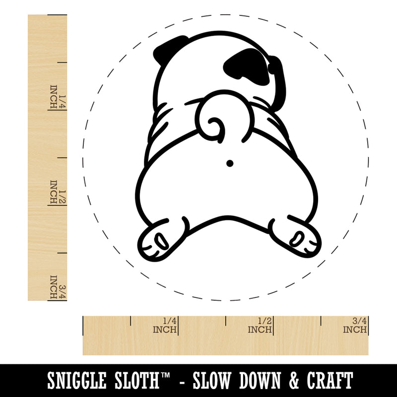 Pug from Behind Butt Dog Rubber Stamp for Stamping Crafting Planners