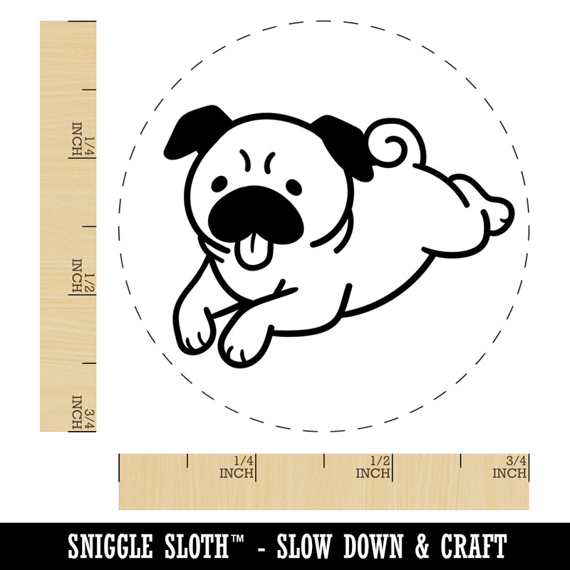 Pug Laying Down Dog Rubber Stamp for Stamping Crafting Planners