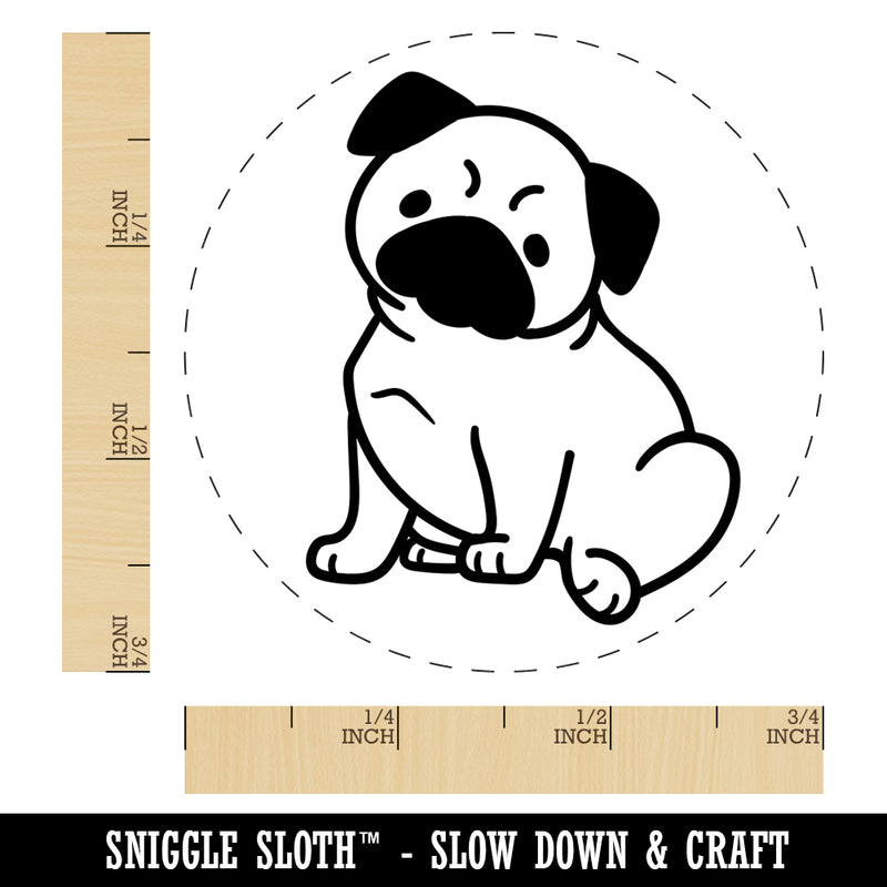 Pug Sitting Dog Rubber Stamp for Stamping Crafting Planners