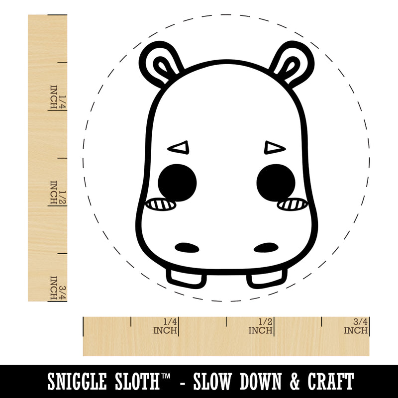 Charming Kawaii Chibi Hippopotamus Face Blushing Cheeks Rubber Stamp for Stamping Crafting Planners