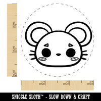 Charming Kawaii Chibi Mouse Face Blushing Cheeks Rubber Stamp for Stamping Crafting Planners