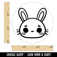 Charming Kawaii Chibi Rabbit Bunny Face Blushing Cheeks Rubber Stamp for Stamping Crafting Planners