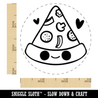 Deliciously Kawaii Chibi Pizza Slice Rubber Stamp for Stamping Crafting Planners