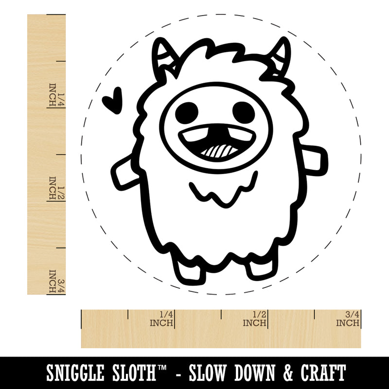 Excited Happy Kawaii Chibi Yeti Rubber Stamp for Stamping Crafting Planners