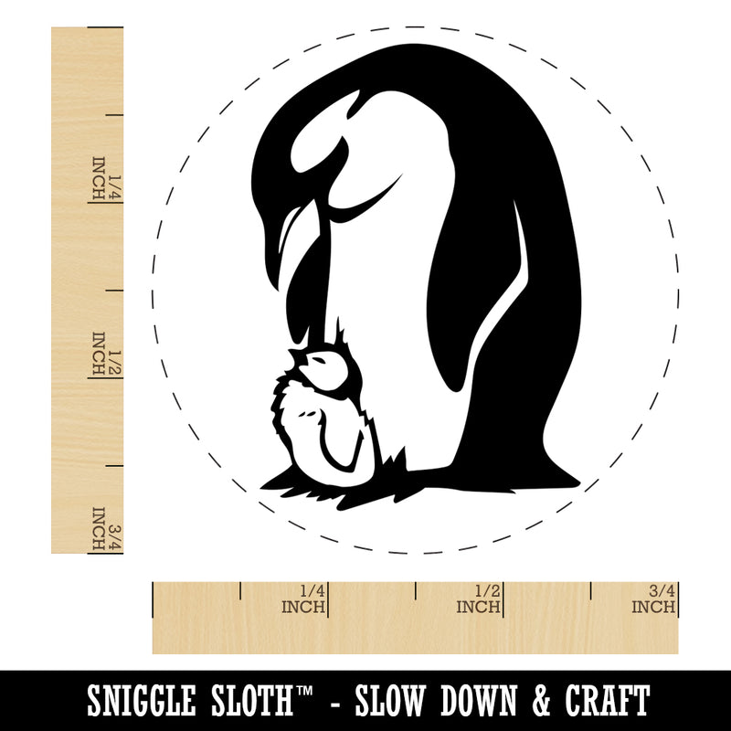 Cute Emperor Penguin Mother with Baby Chick Rubber Stamp for Stamping Crafting Planners