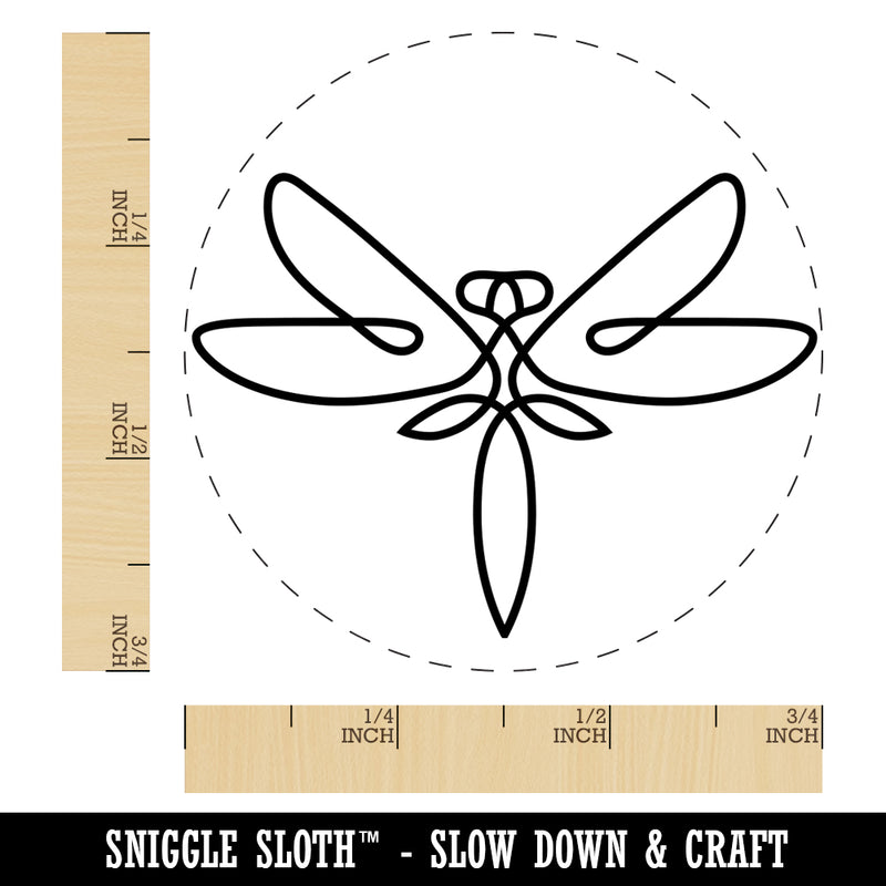 Elegant Abstract Dragonfly Line Art Rubber Stamp for Stamping Crafting Planners