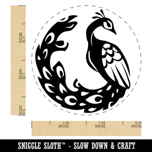 Elegant Sitting Peacock Rubber Stamp for Stamping Crafting Planners