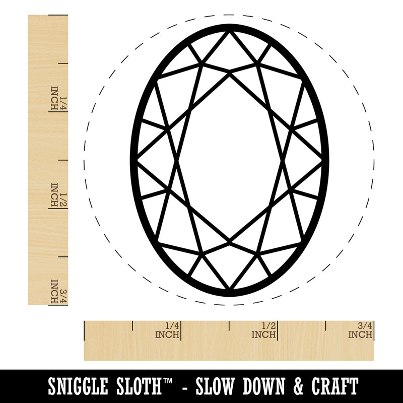 Oval Gem Diamond Cut Jewelry Rubber Stamp for Stamping Crafting Planners