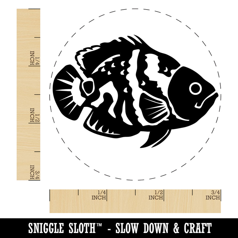 Tiger Oscar Cichlid Fish Rubber Stamp for Stamping Crafting Planners