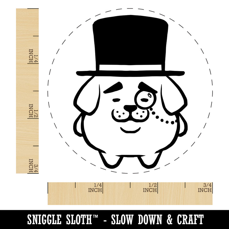 Weird Fancy Gentleman Dog Pup Top Hat Monocle Rubber Stamp for Stamping Crafting Planners