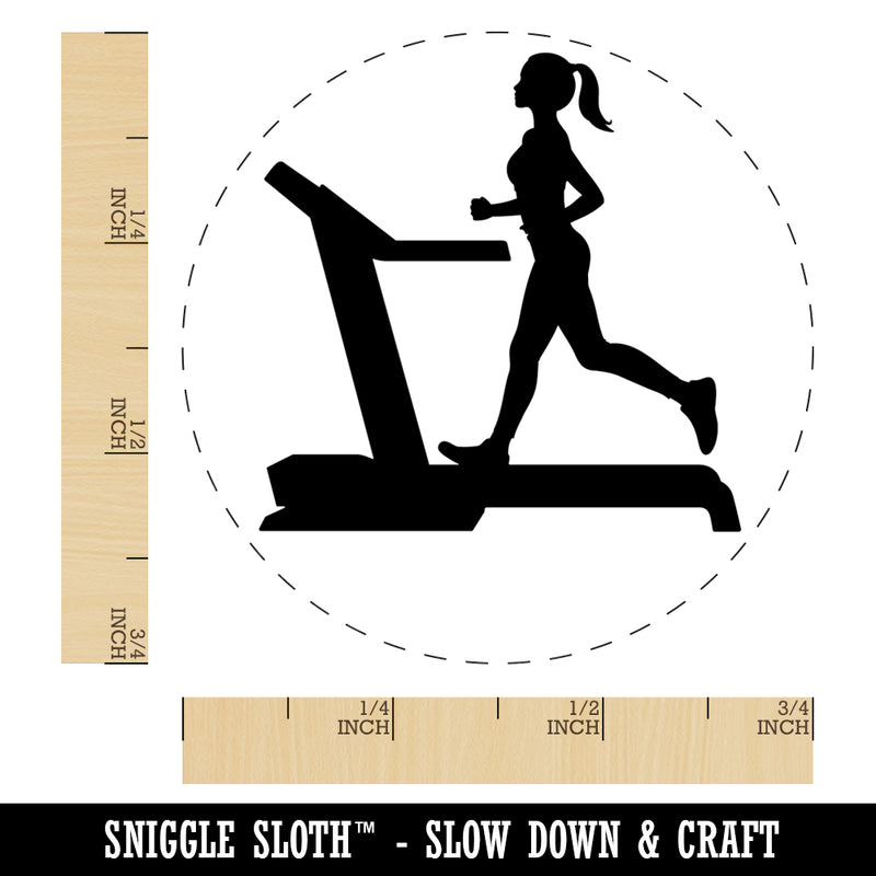 Woman Running on Treadmill Cardio Workout Gym Rubber Stamp for Stamping Crafting Planners