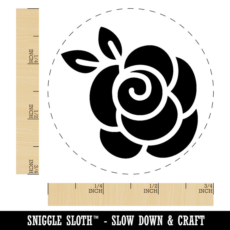 Rounded Rose Flower Rubber Stamp for Stamping Crafting Planners