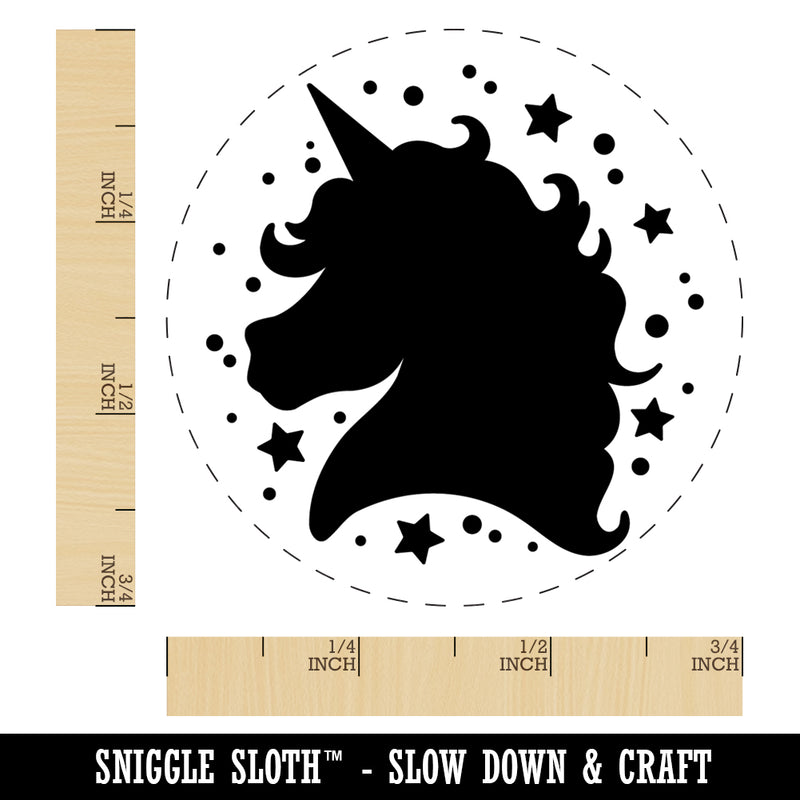 Unicorn Head and Stars Rubber Stamp for Stamping Crafting Planners