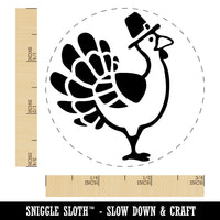 Cartoon Thanksgiving Turkey with Pilgrim Hat Rubber Stamp for Stamping Crafting Planners