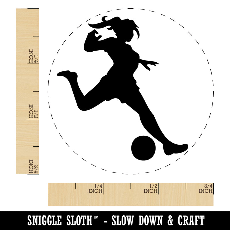 Soccer Player Woman Kicking Ball Association Football Rubber Stamp for Stamping Crafting Planners