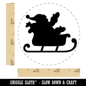 Santa in Sleigh Silhouette Christmas Rubber Stamp for Stamping Crafting Planners