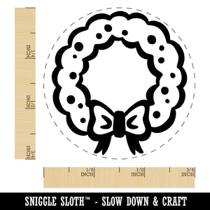 Christmas Wreath with Bow Rubber Stamp for Stamping Crafting Planners