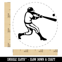 Baseball Player Batter Hitting Ball Rubber Stamp for Stamping Crafting Planners