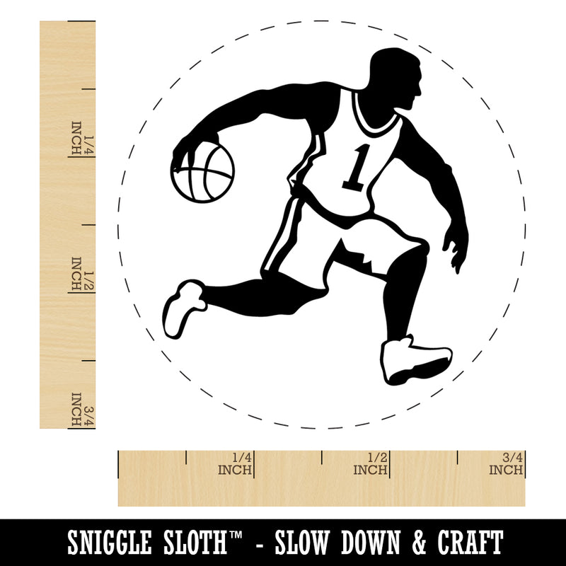Basketball Player Dribbling Ball Running Rubber Stamp for Stamping Crafting Planners
