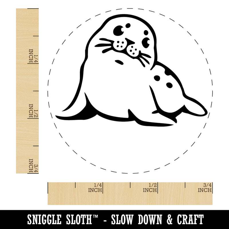 Curious Baby Seal Looking Right Rubber Stamp for Stamping Crafting Planners