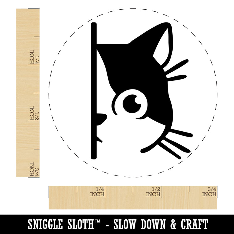 Curious Kitty Cat Hiding Peeking Around Corner Rubber Stamp for Stamping Crafting Planners