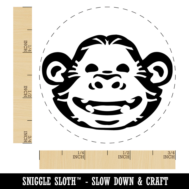 Grinning Chimpanzee Ape Monkey Face Rubber Stamp for Stamping Crafting Planners
