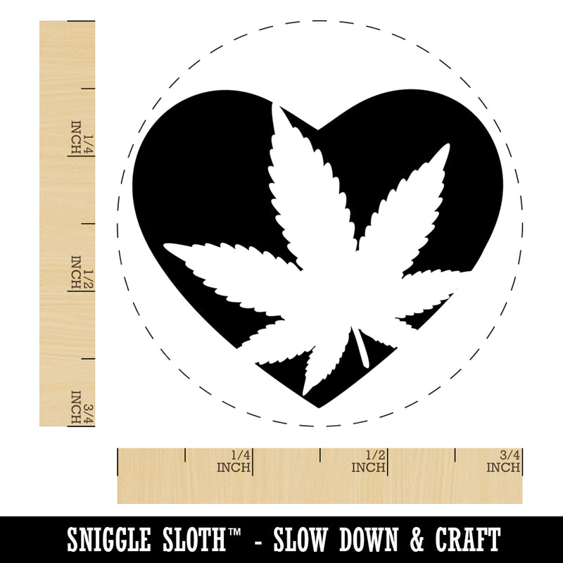 Marijuana Leaf in Heart Rubber Stamp for Stamping Crafting Planners