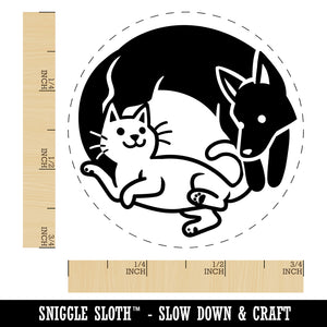 Dog and Cat Chasing in a Circle Rubber Stamp for Stamping Crafting Planners
