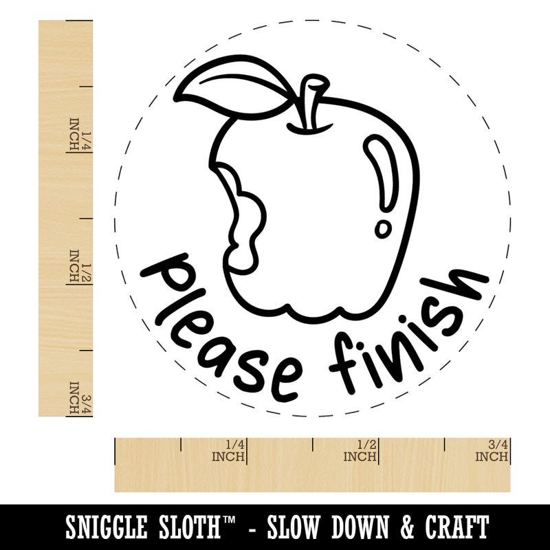 Please Finish Apple with Bite Teacher Student Rubber Stamp for Stamping Crafting Planners