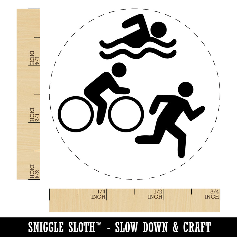 Triathlon Icons Swim Bike Run Rubber Stamp for Stamping Crafting Planners