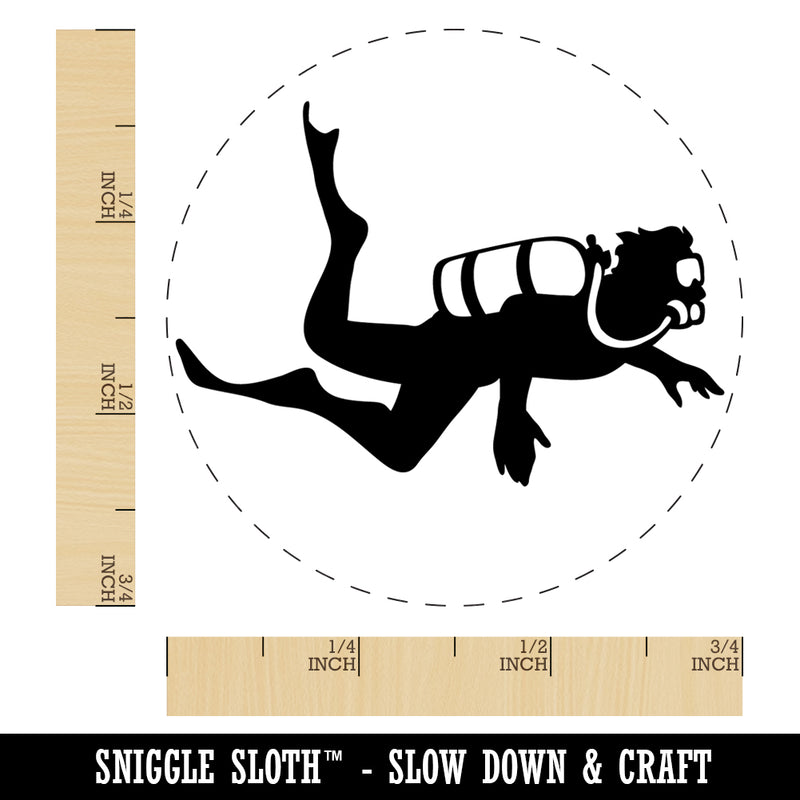 Scuba Diver Diving Swimming in the Ocean Underwater Rubber Stamp for Stamping Crafting Planners