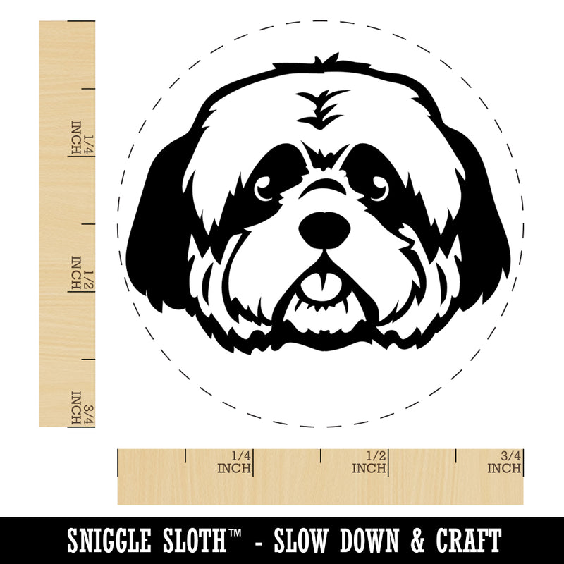 Shaggy Shih Tzu Dog Head Rubber Stamp for Stamping Crafting Planners