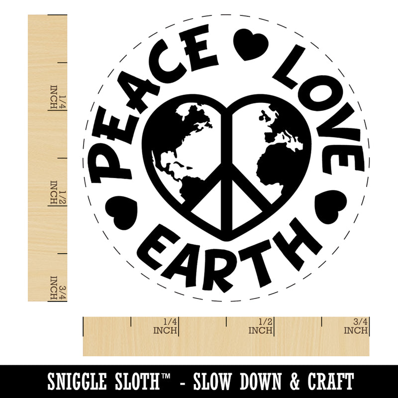 Peace Love Earth Rubber Stamp for Stamping Crafting Planners