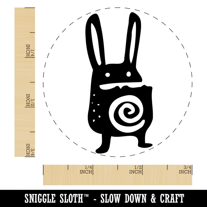 Weird Creepy Rabbit Creature Rubber Stamp for Stamping Crafting Planners