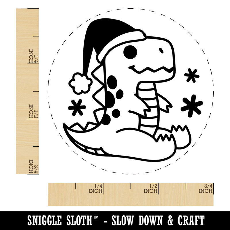 Christmas Santa Dinosaur T-Rex Rubber Stamp for Stamping Crafting Planners