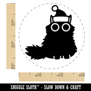Fluffy Black Cat Santa Hat Christmas Rubber Stamp for Stamping Crafting Planners