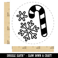 Holiday Christmas Candy Cane Snowflakes Rubber Stamp for Stamping Crafting Planners
