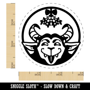 Cheeky Krampus Under Mistletoe Christmas Rubber Stamp for Stamping Crafting Planners