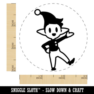 Cheerful Waving Christmas Elf Rubber Stamp for Stamping Crafting Planners