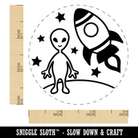 Alien and Rocket Space Rubber Stamp for Stamping Crafting Planners
