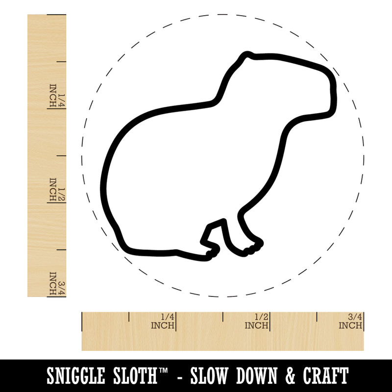 Capybara Sitting Outline Rubber Stamp for Stamping Crafting Planners
