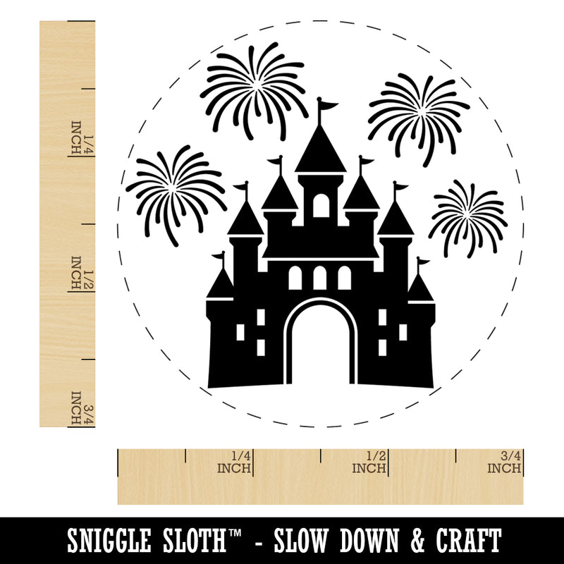 Fairytale Castle and Fireworks Rubber Stamp for Stamping Crafting Planners