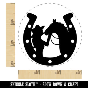 Horseshoe Horse and Cowgirl Rubber Stamp for Stamping Crafting Planners