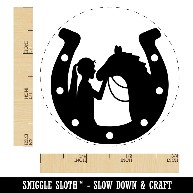 Horseshoe Horse and Girl Rubber Stamp for Stamping Crafting Planners