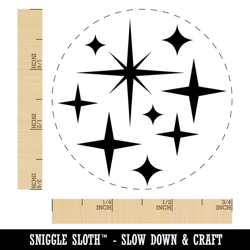 Retro Vintage Four Pointed Stars Rubber Stamp for Stamping Crafting Planners