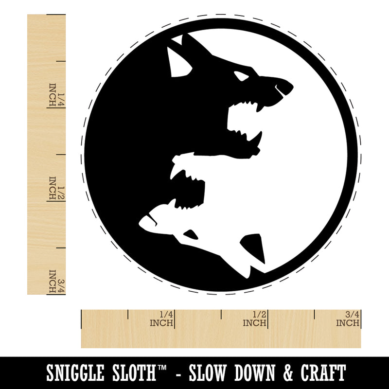 Yin Yang Wolf Wolves Rubber Stamp for Stamping Crafting Planners