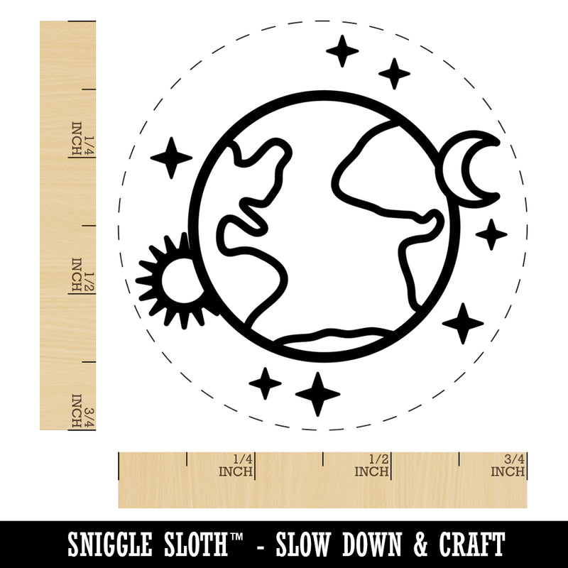 Earth Sun Moon Stars Rubber Stamp for Stamping Crafting Planners