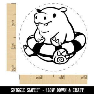 Baby Hippo in Swimming Tube Rubber Stamp for Stamping Crafting Planners