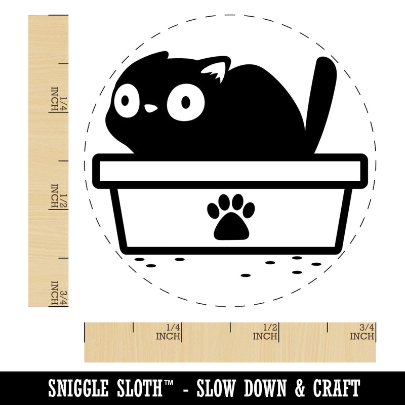 Cat Pooping Litter Box Funny Rubber Stamp for Stamping Crafting Planners