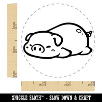 Chubby Sleeping Pig Rubber Stamp for Stamping Crafting Planners